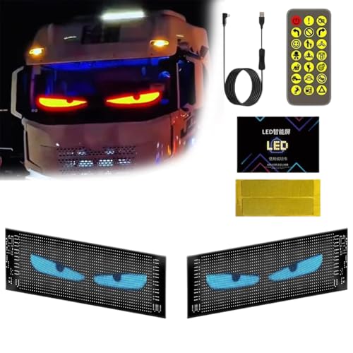 2 x Teufelsaugen-Lichter für Autos, USB-Teufelsauge, Dämonen-Scheinwerfer, dynamische Teufelsauge, Auto-Scheinwerfer, flexibler LED-Display, Mini-Projektorlinse, gesteuert durch Handy für jedes Auto