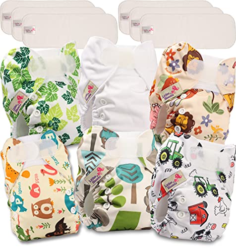 Littles & Bloomz Pocket wiederverwendbare Windeln Baby Windel Neugeborene und Frühchen 6 Neugeborene Windeln 6 Neugeborene Microfasereinlagen NB-602MF6