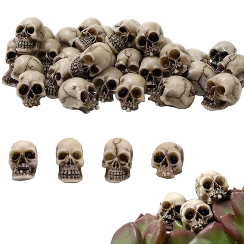 LXYYDS 20 Stück Totenkopf Deko, Mini Totenkopf Figur, Harz Totenkopf Set, Mini Schädel Totenkopf, Modell Totenschädel Deko, Mini Schädel Blumentopf Dekoration, für Dekoration für Halloween