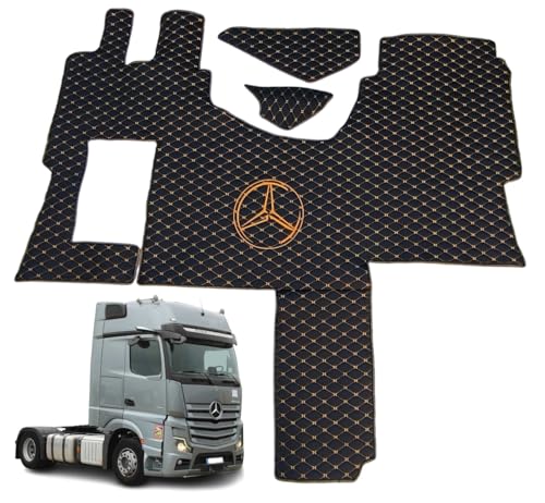 LKW-Fußmatten kompatibel zu Mercedes Actros Mp4 Mp5 Mp6 SoloStar Concept (Material schwarz, goldfäden)