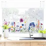 WandSticker4U®- wiederverwendbare Fensterbilder Frühling BLUMENWIESE selbstklebend (85x35 cm) I Fenstersticker Blumen Pflanzen Fensteraufkleber Kinderzimmer Wohnzimmer Küche Fenster Deko