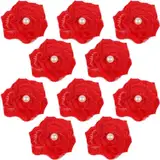 REC 10 Stück Aufnäher zum Aufbügeln,Applikationen Zum Aufnähen,Stickerei Spitzen Blumen Patches,Blumenform,Bestickte Aufnäher,Für Hochzeitskleider,Dekoration,Reparatur Kleidung,DIY,Basteln（Rot）