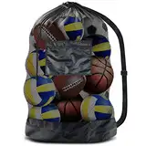 BROTOU Extra Große Ballnetz Große Ballsack Balltasche Netz Balltasche Fußball Meshbag für 10-15 Bälle Mehrzweck Sport Netztasche mit Kordelzug und Schultergurt Ballnetz