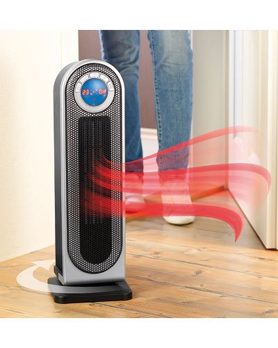 Sichler Haushaltsgeräte Keramiklüfter Heizlüfter: Digitaler Keramik-Heizlüfter mit Thermostat & Oszillation, FB, 2.000 W (Heizlüfter mit Temperaturregler, Design Heizlüfter, Camping Tisch)