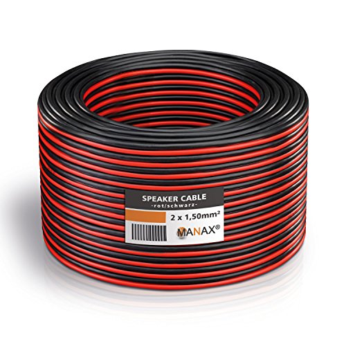 MANAX® Lautsprecherkabel 2 x 1,5mm² rot/schwarz 20 m Ring