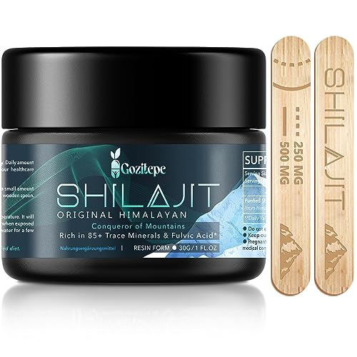 Shilajit - Premium Himalaya Shilajit-Harz, Hochwirksam mit Fulvinsäure und Spurenelementen, 500 mg pro Portion