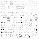 COLOFALLA 3 Blätter 130+pcs Temporäre Tattoos 2 Wochen Schriftzug auf Deutsch Tattoos zum Aufkleben Fake Tattoos Klebetattoos Kleine Mustern Inspirierende Sprüche für Frauen Mann