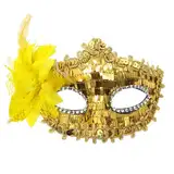 Tyuffghet Karneval, Karneval, Kunstfeder, Maskerade, Party, Neuheit, geeignet für Jungen- Mädchenkostüme, Partygeschenke Flutschutz (Gold, One Size)