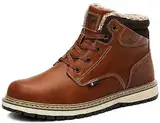 ARRIGO BELLO Winterschuhe Herren Winterstiefel Gefüttert Boots Stiefel Leder Winterboots Rutschfeste Stiefeletten Warme Winter Schuhe Größe 41-46(B Braun,Größe 45)