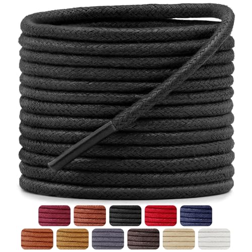 Dafannis Business Schnürsenkel,gewachste Schuhbänder,Wasserabweisende Schnürsenkel, ø2,5 mm dünn für Lederschuhe/Herenschuhe/Anzugschuhe/Halbschuhe,Dress Shoelace,2 Paar Ersatzschnürsenkel