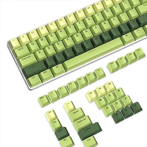 PBT Keycaps 112 Tasten, OEM Profil Double-Shot Tastenset für Gaming Tastatur, ANSI-ISO Layout (US), für Cherry Gateron Kailh MX Schalter Mechanische Tastatur, Hellgrüner Farbverlauf