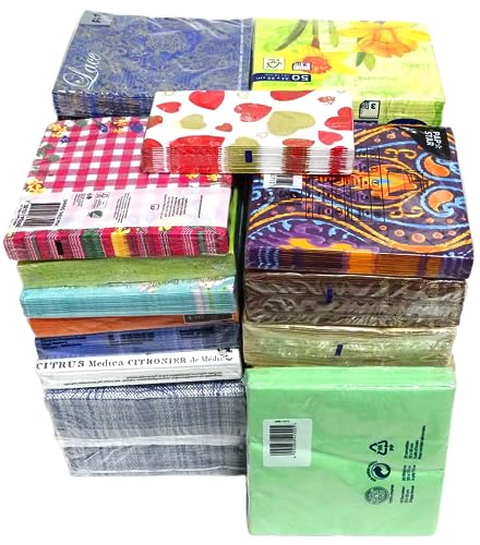 Witap 5,5 kg Papierservietten 33×33cm ca. 1.000 Stück Überraschung Mix – bunt sortiert