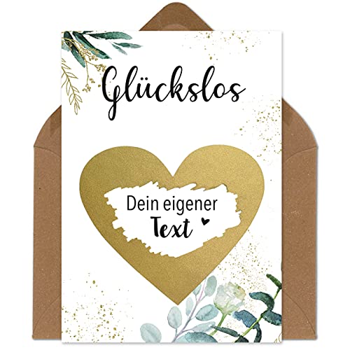 OWLBOOK Rubbelkarte zum selber beschriften Karte mit Rubbelherz Gold Geschenke Geschenkideen für das Brautpaar zur Hochzeit & Verlobung