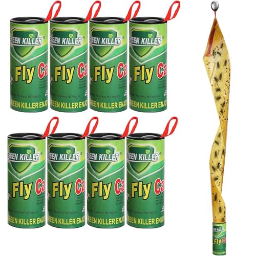 8 x Fliegenfänger Rollen Insektenfänger, BTORER Fliegenfalle, Premium Ungiftiger Fliegenvernichter Gegen Fruchtfliegen Fliegen Mücken und Motte (8)