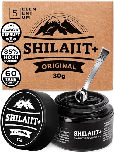 Shilajit Original Himalaya – Hochdosiert 85% Fulvinsäure – 30g - 60 Tage Vorrat – Premium Pure Shilajit Hochdosiert Aus Himalya Handernte Inkl. 500mg Dosierlöffel