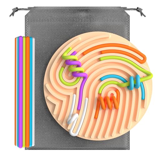 KEEPAQ Sensory Fidget Spiel Toys für Kinder ab 3 Jahren, Sensorisches Spielzeug für Autismus Teenager, Silikon Sensorik Activity Board mit Schnüren für Beruhigung, Stress Anxiey, ADHD und Autismus