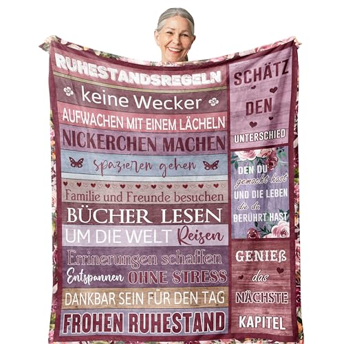 Yesbird Ruhestand Geschenk Frauen, Geschenke zum Ruhestand, Rentner Geschenk Frau, abschiedsgeschenk kollegen, Ruhestand deko, Rente Geschenk Decke 150x130CM