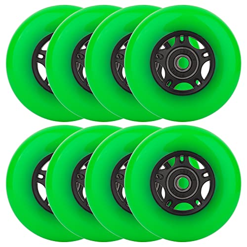 WHEELCOME Inline-Skate-Räder für Außen- und Innenbereich, Rollschuh-Räder, 85a Rollhockey-Räder mit Kugellagern, ABEC-9 für Roller-Gepäckreparatur, 64 mm, 70 mm, 72 mm, 76 mm, 80 mm Durchmesser,