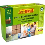 Favorit Anzünder für Grill, Kamin; Echtholz und Wachs, besonders brennstark, Brenndauer ca. 8-10 Minuten; 72 Stück - 1828