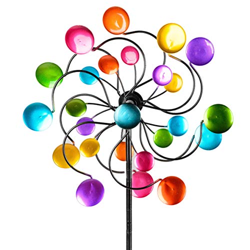 Buntes Windrad für den Garten aus Metall Windspiel Windmühle 126 cm