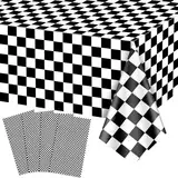 4 Stück Tischdecken Für Rennwagen, Schwarz Und Weiß Karierte Flagge Tischdecke Racing Car Geburtstag Party Zubehör Für Kinder Junge 1. 2. Geburtstag Rennwagen Thema Party Dekorationen 130 X 220cm
