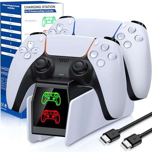 PS5 Controller Ladestation, PS5 Ladestation mit 2 Std Schnelllade/LED-Anzeige, PS5 Controller Zubehör für Playstation 5 Controller/Edge Controller