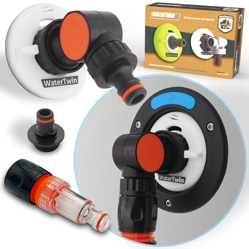 MaJoCompTec® WATERTWIN Tankadapter Wasserfilter Set | Wohnmobil Wasser Tankdeckel Zubehör | Einfüllstutzen Adapter kompatibel mit Gardena | Typ 3-Pin D:78 (CLEAN-Set)