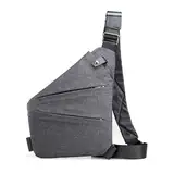 Gipfelfreund Anti Diebstahl Tasche Damen, Gipfelfreund Umhängetasche Damen Herren, Schultertasche, Anti-Diebstahl, Sicherheitstasche Reise, Brusttasche (Grau, Linke Schulter)