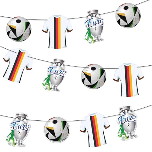 Fussball Em 2024 Deko Europameisterschaft 2024 Girlande Banner Dekoration, Deutsche Fußball Farbe Fahnen, Deutsche Fußball Flagge Girlande Fußball Deko für Haus Garten Bar