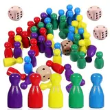 50PC Bunte Spielfiguren,Spielfiguren Aus Holz Für Brettspiele,Würfel Aus Holz Spielfiguren,Holzpuppen Spielfiguren,Spielkegel Set,Halmakegel Aus Holz,Flaschenkegel,Kiuiom