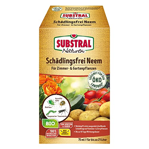 Substral Naturen Bio Schädlingsfrei Neem, Konzentrat gegen saugende und beißende Schädlinge an Gemüse- und Zierpflanzen, 75 ml