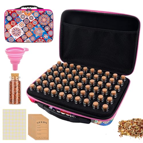 SUNOYA 60 Slots Saatgut Aufbewahrungsbox, Samen Organizer, Seed Storage Organizer, Saatgut Box Aufbewahrung mit Aufklebern und Trichter, Lagerung Von Saatgut für Gemüsesamen, Fruchtkerne, Blumensamen