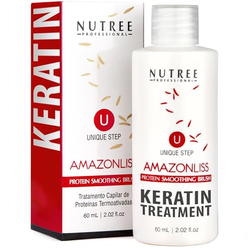 Brasilianisches Keratin Haar Glätten Behandlung, Amazonliss Brazilian Keratin Amazonliss Keratin One Step Haarglättung - 1 Schritt Proteinglättungsbürste Formaldehydfrei (1 schritt haarglättung 60 ml)