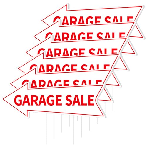 Garagenverkaufsschilder, Richtungspfeilschilder mit Heringen, doppelseitig, weiß, für Garagenverkauf, Wellkunststoff, wasserdicht, Garagenverkaufsschild für Transaktionsereignisse, links und rechts,