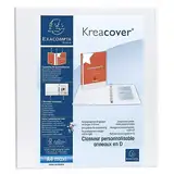 Exacompta 51843E Präsentationsringbuch KreaCover aus blickdichtem Kunststoff für DIN A4, 4-D Ring Mechanik 40 mm, Rücken 64 mm, weiß ideal für Schule und Büro Ringhefter Ringordner Ringbuchordner