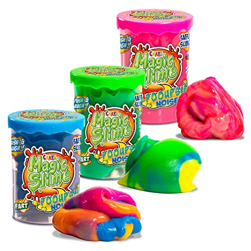 CRAZE Magic Slime POOUPSIE Noise 3X Set Dickflüssiger Pups Schleim kinder 3X 100g , 31049, Bundle kinder spielzeug, 17.1 x 5.7 x 7.6 cm