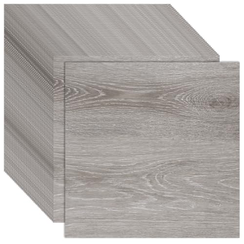 CYEER 40 Stück 30x30CM PVC Bodenbelag Selbstklebend, Vinylboden Selbstklebend,Vinyl Bodenbelag Selbstklebend, Vinyl Holzoptik Bodenaufkleber für Küche, Wohnzimmer, Badezimmer(Graue Holzmaserung)
