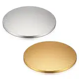 Cake Boards, 30cm/12 Zoll Tortenunterlage, Cakeboard Rund, Kuchenplatten Karton Pappe Wiederverwendbar, Torten Unterplatten für Transport Kuchen Torten - Silber/Gold/2 STK