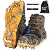 HAVNIDY Steigeisen,Eiskrallen für Schuhe und Stiefel,Schneekrallen mit 19 Edelstahl Spikes für Winterwanderungen, Angeln und Spaziergänge (M)