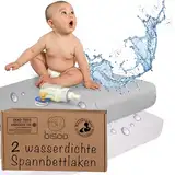 Bisoo 35x75 Wasserdichte Spannbettlaken für Kinderwagen Stubenwagen Moseskörbe - Kinderwagen Matratzenbezug - 2in1 Spannbettlaken Matratzenschoner 100% Baumwolljersey Öko-Tex - 2 Stück Set Weiß + Grau