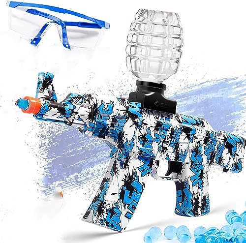 Gel Blasters,Electric Gel Ball Blasters,AKM-47 Gel Blaster,with Goggles and 50,000 Balls,für Outdoor-Aktivitäten – Team-Schießspiel, ab 14 Jahren（Blau）