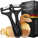 Schwertkrone® Sparschäler 2er Set [MADE IN SOLINGEN - GERMANY] - Kartoffellschäler Gemüseschäler - Spargelschäler Peeler - Schälmesser Gurkenschäler - Rechts- und Linksand