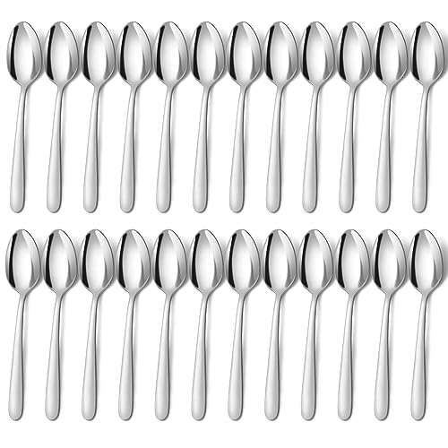 BEWOS 24 Stück Suppenlöffel Set, 8 Zoll (20,4cm) Löffel Set, Edelstahl Esslöffel, Spiegelpoliert Tafellöffel, Spülmaschinenfest, Silber Löffel für Haus, Küche oder Restaurant