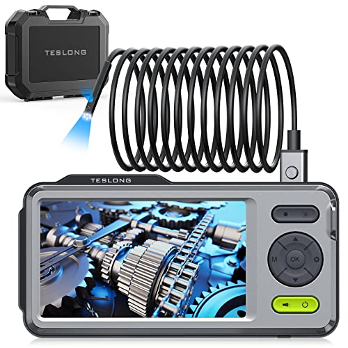 5mm Endoskopkamera mit Licht, Teslong1080P HD Dual Lens Endoskopkamera, 5 -Zoll -Farb-Bildschirm Endoskop, IP67 wasserdichte Inspektionskamera Rohrkamera, 32GB TF Karte (5 Meter)