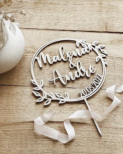 Cake Topper Vornamen personalisiert -Tortenaufsatz für Hochzeit - Caketopper 2 Vornamen