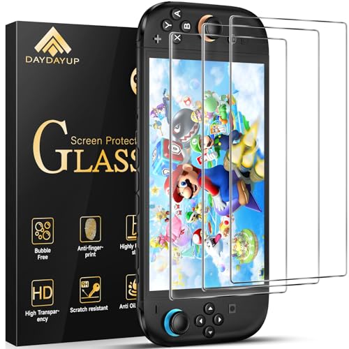 daydayup 3 Stücke Panzerglas für Nintendo Switch 2 Model 2025, Schutzfolie Folie schutzglas Displayschutzfolie für Nintendo Switch 2, Anti Kratzer, Bläschenfrei, HD Clear, 9H Härt, Switch Skin