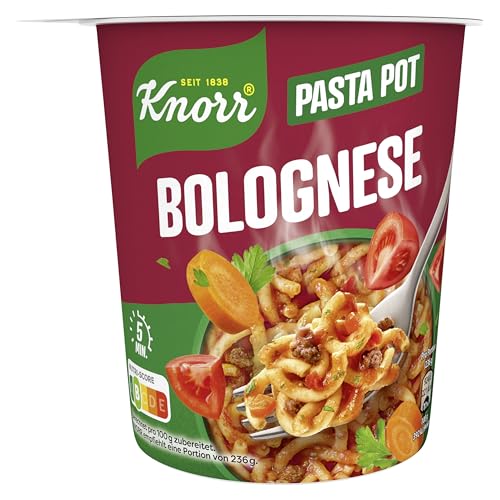 Knorr Pasta Snack Pot Bolognese leckere kleine Mahlzeit fertig in nur 5 Minuten 60 g