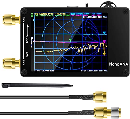 AURSINC NanoVNA Vektor-Netzwerkanalysator, 10 kHz–1,5 GHz HF VHF UHF Antennenanalysator Amateurfunk mit 2,8 Zoll Touchscreen HW V3.5, Messung von S-Parametern, Spannungs-Stehwellenverhältnis