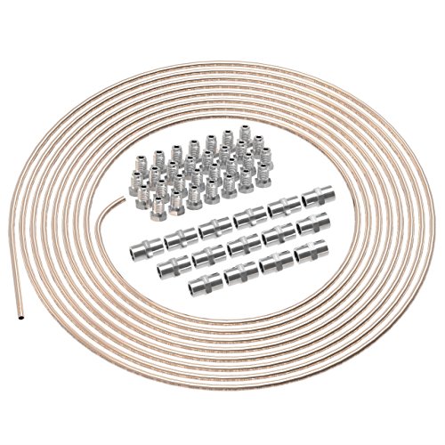 AUPROTEC 10m Bremsleitung Ø 4,75mm Kunifer mit ABE im SET + 30 Verschraubungen + 15 Verbinder M10 x 1 DIN 74 234 konform Kupfer-Nickel Bremsrohr im Sortiment für Bördel F