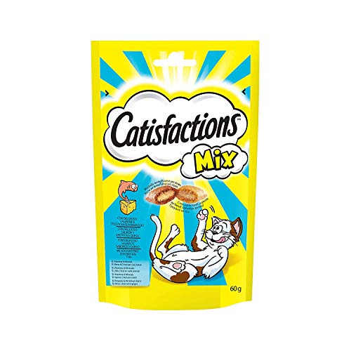 Catisfactions Cat-Preise, gemischter Käse- und Lachsgeschmack (6 x 60g-Packung)